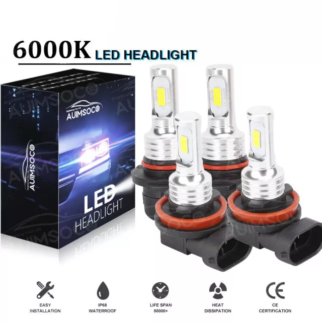 For GMC Sierra 1500 2500 3500HD 2007-2013 LED Headlight Bulbs Kit High Low Beam
