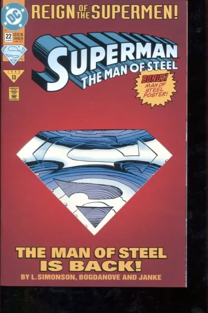 Superman Man Of Steel (1991) #22 Die-Cut Cvr 9.6 Nm+