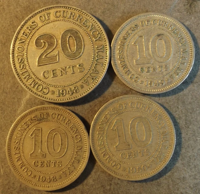 Commissioners Of Currency Malaya 4X Coins As Seen