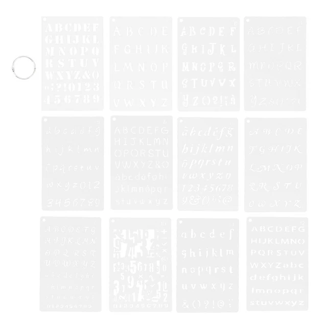 12 PCS STENCILS Alphanumeric Template Templates Numbers and Letters £9. ...