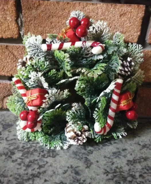 Vtg Mid Century Plastic Christmas Wreath-Centerpiece-Candle Holder-Wall Decor