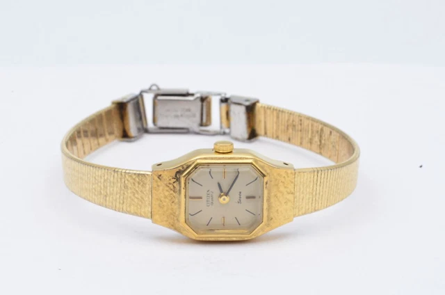 Citizen Quarzo Orologio Donna 20MM Acciaio/Oro Vintage Raro 2 Con Acciaio