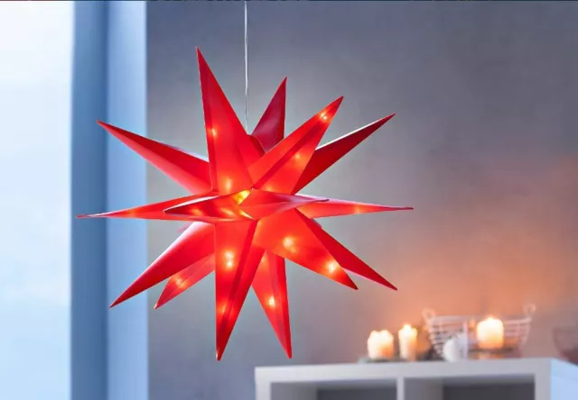 XXL LED Stern Weihnachtsstern rot Ø 56 3D innen außen Stern Leds mit Timer