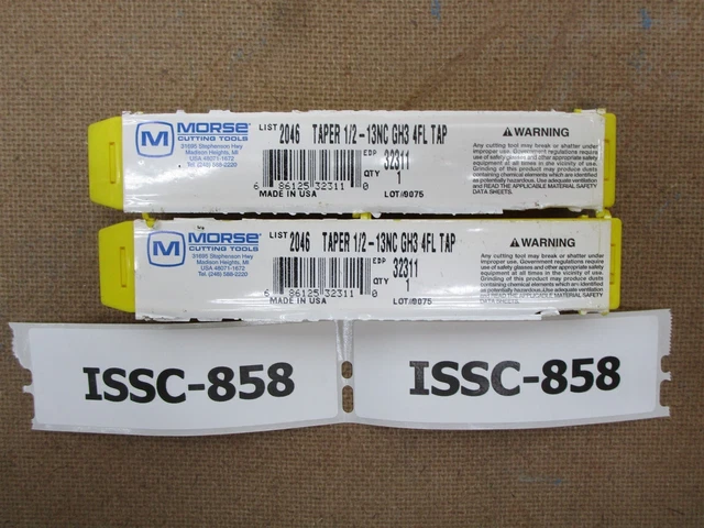 Lot of 2 MORSE 32311 2046- 1/2" - 13NC GH3 4FL Taper Straight Flute Tap
