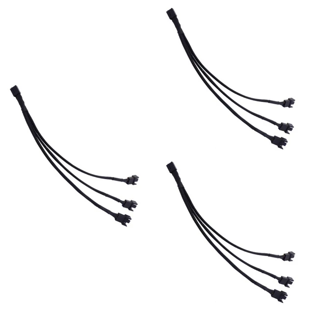 3 PCS PC Fan Power Extension Cable 4- Pin PWM Fan Splitter Cable Black