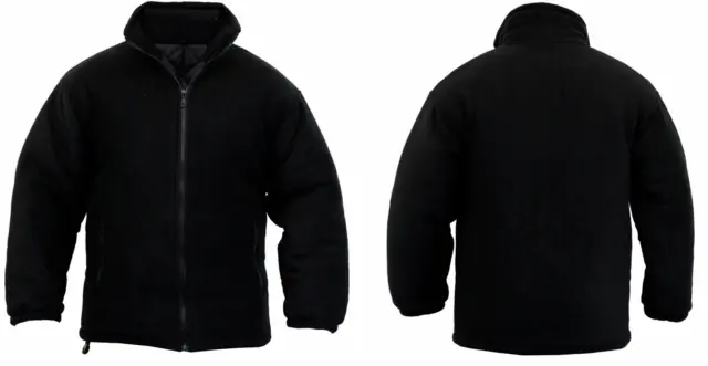 Mens Fleece Jacket Extra Padded Diamond Quilted Lining Heavy Duty Black S-5Xl