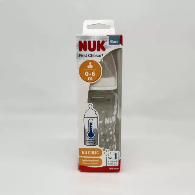 NUK First Choice+ Babyflasche aus Glas | 0-6 Monate | Temperaturregelung | Silik