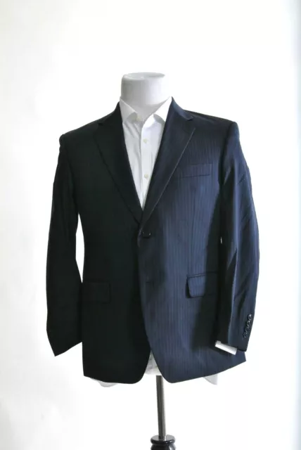 $300 Calvin Klein Mens Classic Fit Blue Stripe 2 Button 100% Wool Sportcoat 38S