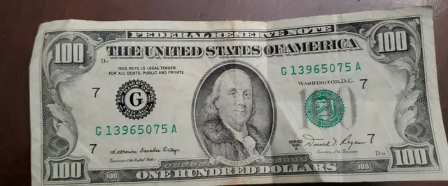 Series 1981 US One Hundred Dollar Bill Note $100 ~ Washington DC