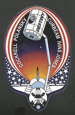 Nasa Shuttle Atlantis STS-98 Destiny Girocollo Toppa Spazio Decalcomania 12.7cm 