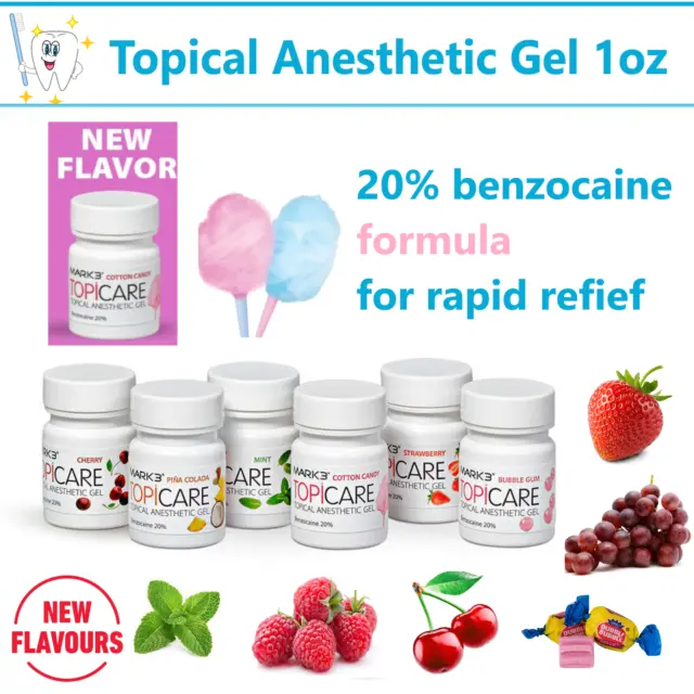 Dental Topical Anesthetic Gel 20% Benzocaine 1oz Jar, Made in USA Exp 09/24