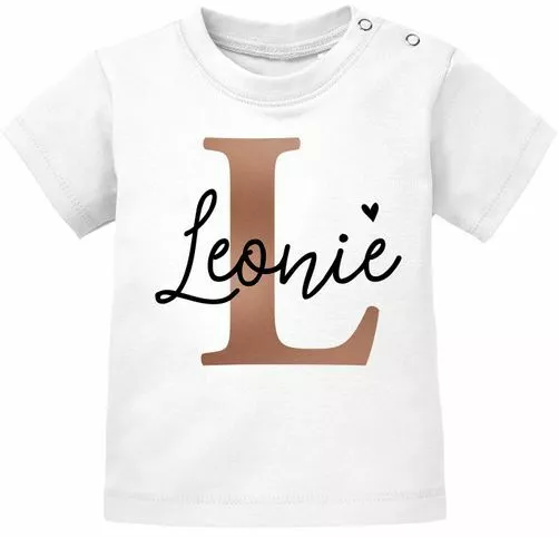 Baby T-Shirt Name personalisiert Herz Initiale Anfangsbuchstabe Geschenk Geburt