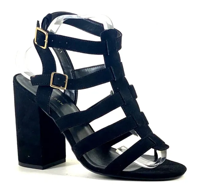 New Look Diamanté Embellished Strappy Block Heel Sandals - Black |  very.co.uk
