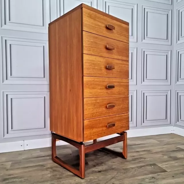 Retro Vintage Mid Century G-Plan Quadrille Teak Tallboy Chest Of Drawers