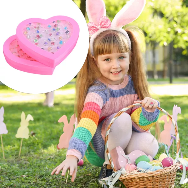 72 Pcs Children's Toys Rings for Girls Little Princess Rhinestones