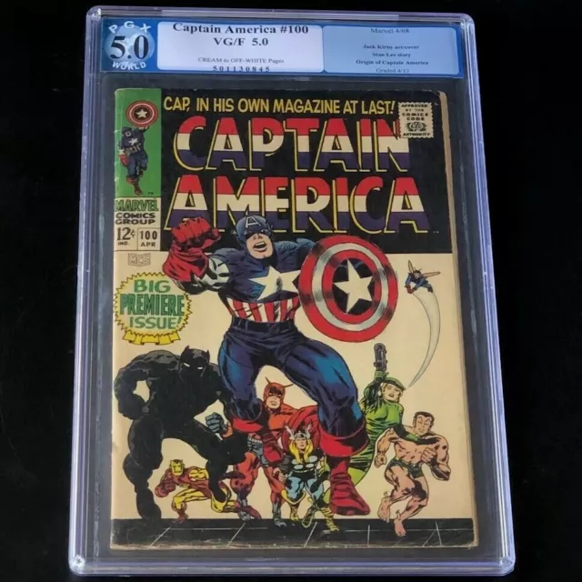 Captain America #100 (Marvel 1968) 💥 PGX 5.0 💥 1st Issue! KEY Comic