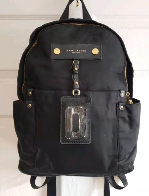 Marc Jacobs New York Bookbag Backpack Black With Gold Hardware