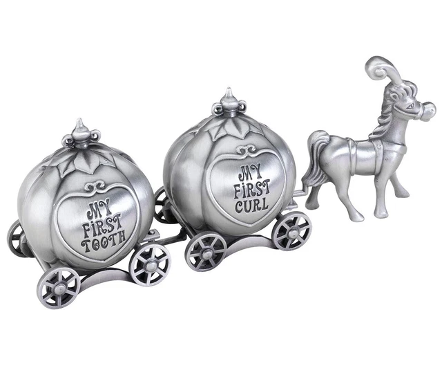 Lillian Rose Keepsake Pewter Tooth and Curl Box, Fairytale Coach,2x5 Inch (Pa...