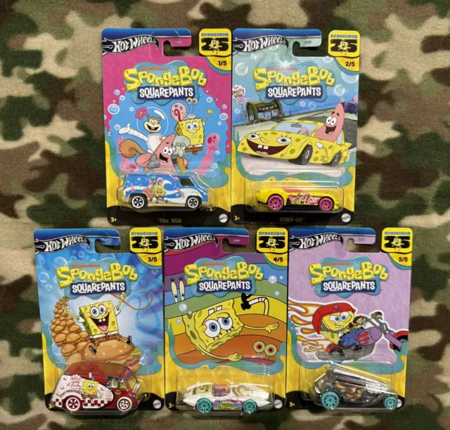 HOT WHEELS 2024 SPONGEBOB SQUAREPANTS 25th Anniversary COMPLETE SET 5x