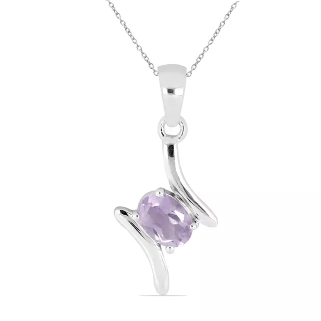 Noble 0,72 Carat Rose Pendentif Améthyste 925 Argent Collier Chaîne Pinkfarben