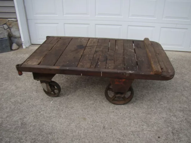 Vtg Industrial Rail Road Warehouse Cart Dolly Great for Table or Display or Prop