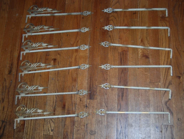 12 Antique Victorian Swing Arm Telescoping Arrow motif Drapery Curtain Rods