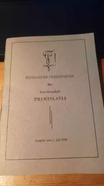 Burschenschaft Primislavia (gegr. 1877)  Mitgliederverzeichnis von 1966