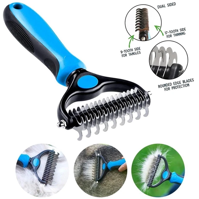 Pet Grooming Tool 2 Sided Undercoat Dog Cat Shedding Comb Brush Fur Remover US