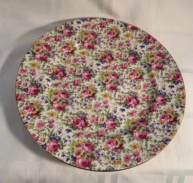 Rare 11 1/2" Vintage Chintz Summertime Platter By Royal Winton......mint