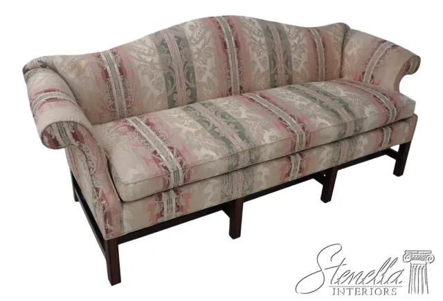 62493EC: CENTURY Damask Upholstered Camelback Sofa