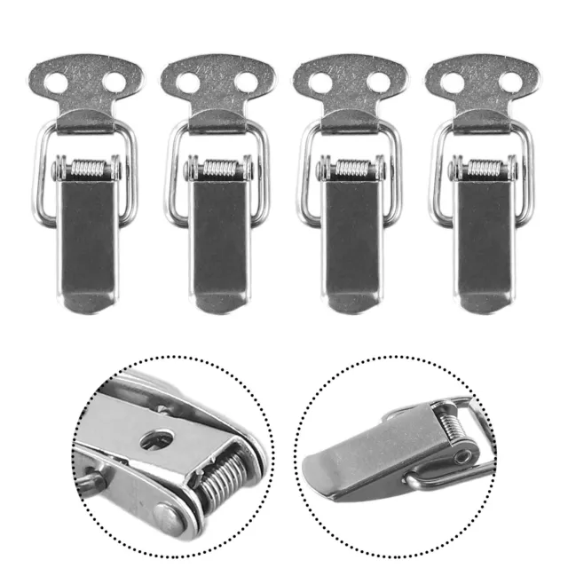 4PCS Stainless Steel Spring Loaded Clamp Clip Case Box Latch Catch Toggle New