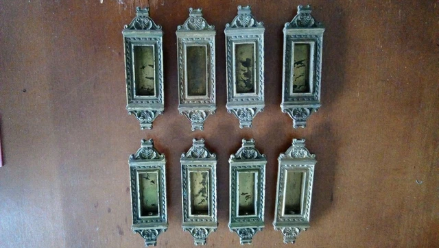 Vtg Victorian Recessed Bronze/ Cast Iron Pocket Door Pull/ Sash lift Ornate (8)