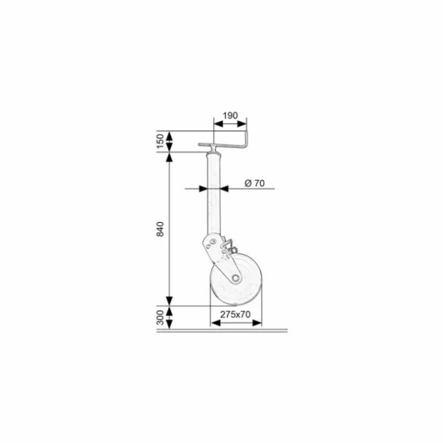 Stützrad 800 kg, klappbar, Simol, 840 mm lang 2