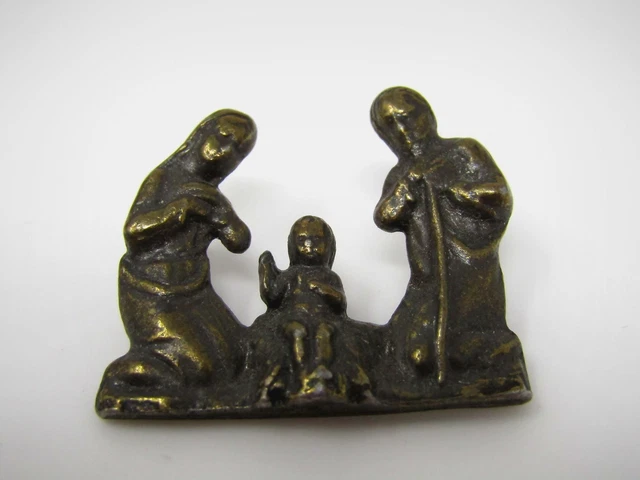 Vintage Christian Lapel Pin: Mary Joseph Jesus Excellent Design