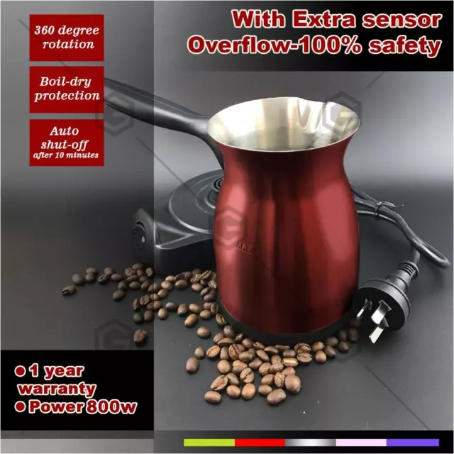 Electric Turkish Greek Arabic Coffee Maker Pot Automatic Sensor Anti overflow