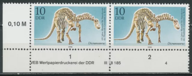 DDR 1990 Mi.-Nr. 3324 DV FN 4 (2er) Ecke Eckrand Druckvermerk postfrisch **