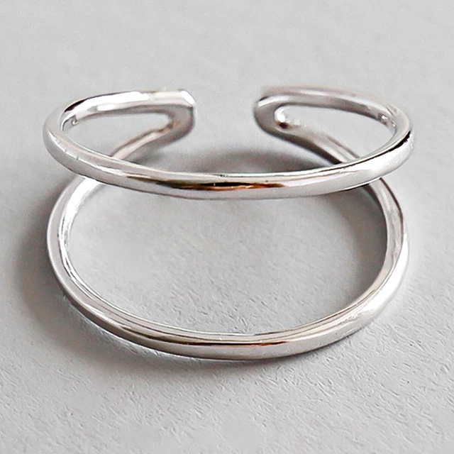 Handmade Solid 925 Sterling Silver Minimalist V Line Ring for Women Fine Jewelry