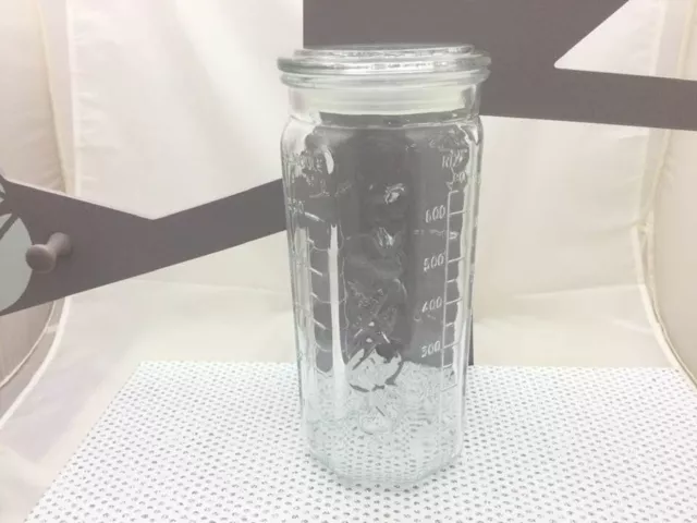 Bocal en verre pour stockage alimentaire en relief gradué hermétique 20 x 9,5 cm