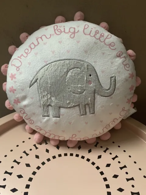 Elefante redondo bebé niña cojín rosa
