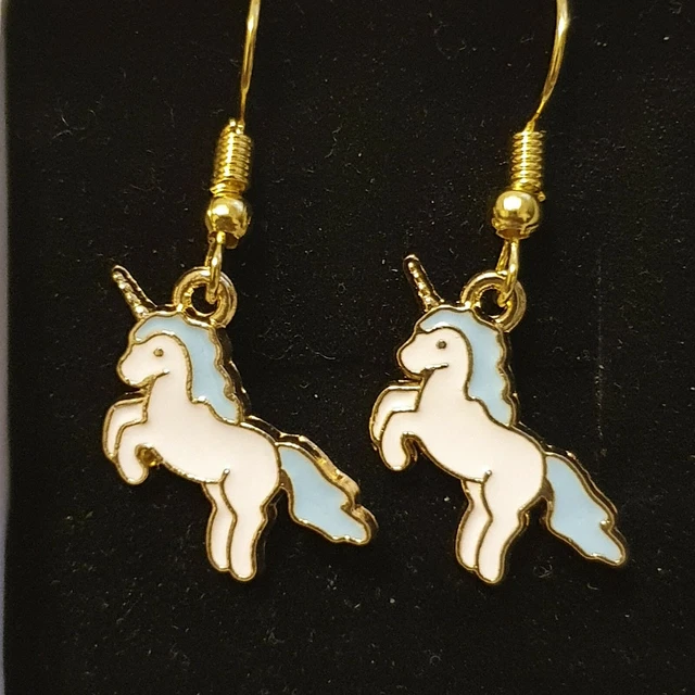 Gold Einhorn 2 Ohrringe Drop Dangle Mütter Tag Ostern Geschenk!