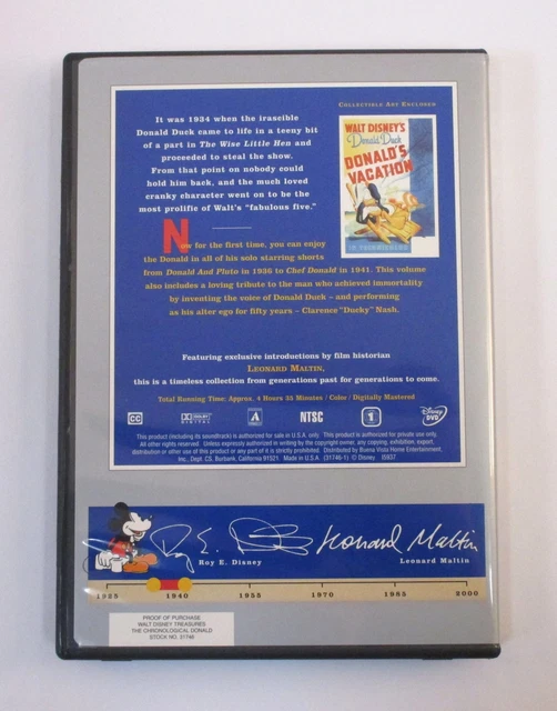 Walt Disney Treasures CHRONOLOGICAL DONALD Vol. 1 1934-1941 2-Disc DVD Set w/Tin 6