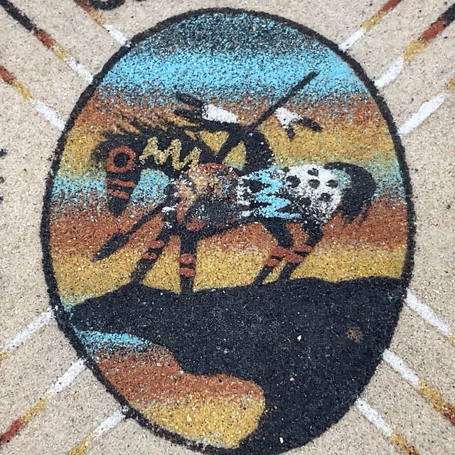 Navajo Sand Art Signed By Artist I George 4 Corners Of USA “ End of the trail”