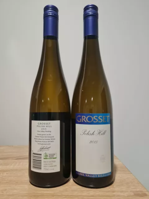 Two bottles Grosset 2015 Polish Hill Riesling Clare Valley 750ml