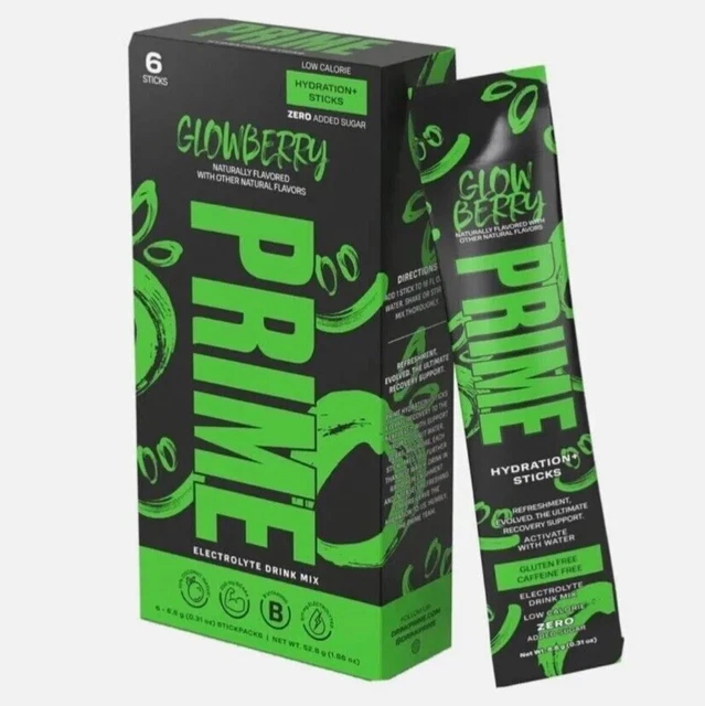 PRIME HYDRATION+ DRINK Sticks KSI Logan Paul Glowberry 6 x Sachets