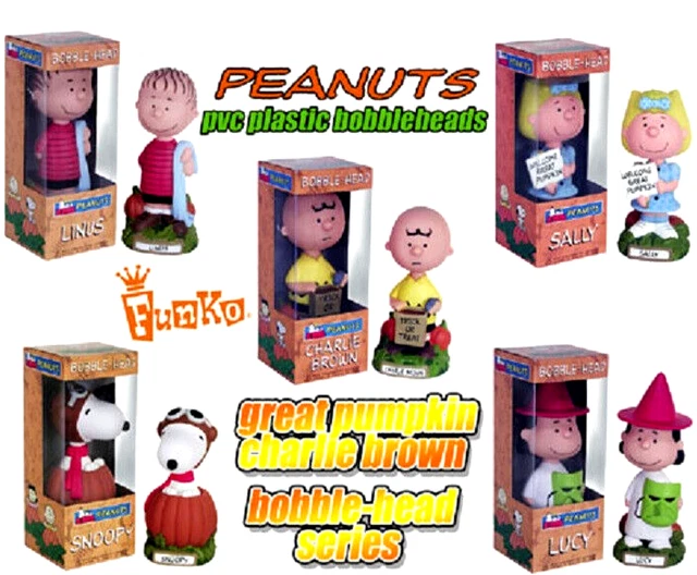 PEANUTS GREAT PUMPKIN Charlie Lucy Snoopy Linus Sally 5x BobbleHead