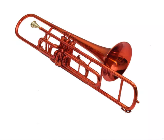 SEASON SALE New RED LACQUER Brass Bb Valve Trumbone Free case+Mouthpiece