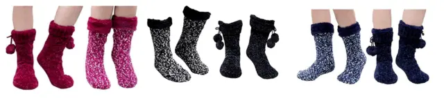 Jane and Bleecker 2 Pair Slipper Socks Variety Colors SHOE SIZE 4-10