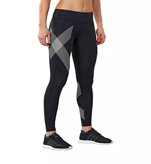 2XU Women's Mid-rise Compression Tights Medium Black/Striped White