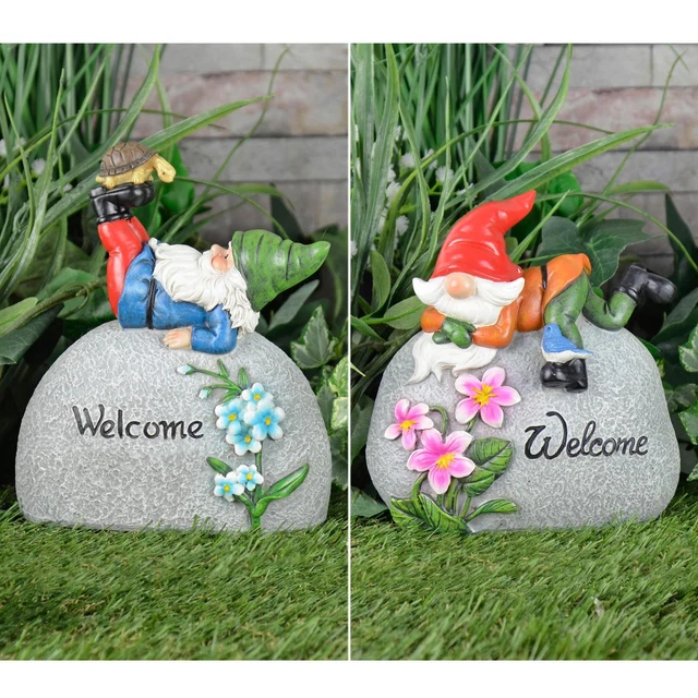 GARDEN GNOME Ornament Figure Pebble Novelty Resin Statue