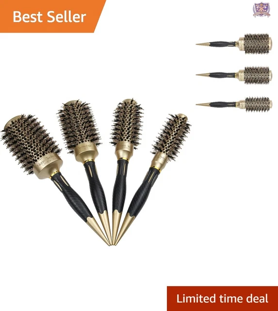 Premium Professional Nano Ceramic & Ionic Round Thermal Brush Set - 4 Sizes